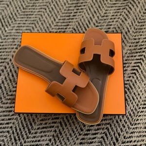 H slides brown leather EU 40/US 9